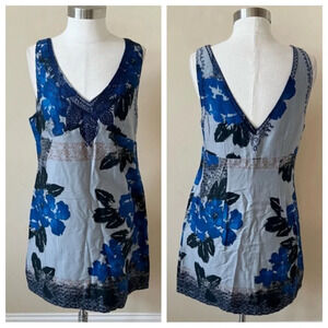 Free People floral patterned double v-neck mini dress 17960
